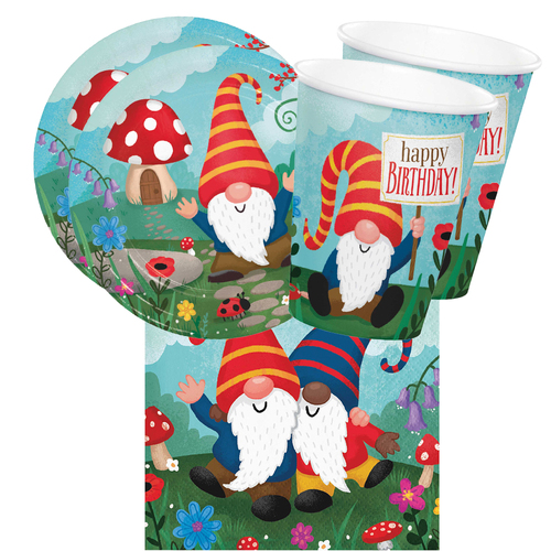 Gnomes 16 Guest Small Tableware Party Pack