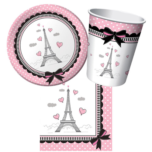 Party in Paris 8 Guest Small Tableware Party Pack