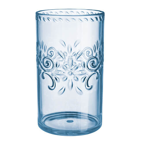 Boho Vibes Blue Floral Highball Tumbler Debossed Finish x1