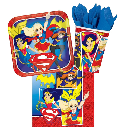 Super Hero Girls 8 Guest Large Birthday Tableware Party Pack
