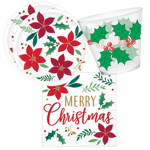 Christmas Holly 16 Guest Tableware Pack