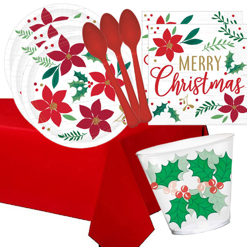 Christmas Holly 20 Guest Deluxe Tableware Pack