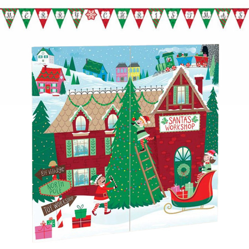 Christmas Santa's Workshop Scene Setter & Banner Party Pack