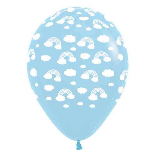 Clouds and Rainbows Pastel Blue Balloons 5 Pack