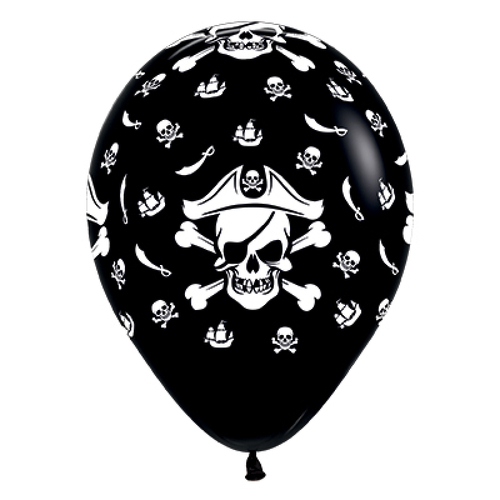 Pirate 6 Black Latex Balloons 