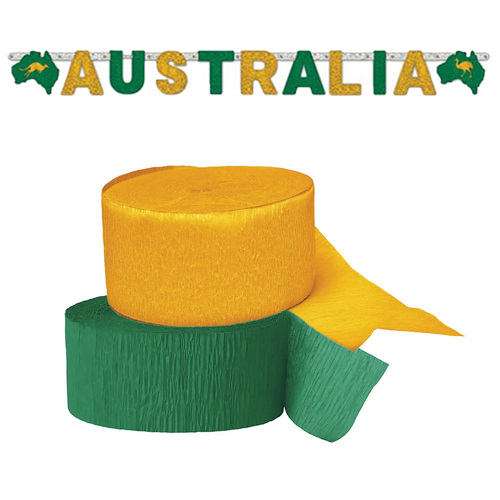 Australia Day Green & Gold Streamer Decorating Pack