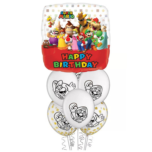 Super Mario Brothers Happy Birthday Foil & Latex Balloon Party Pack