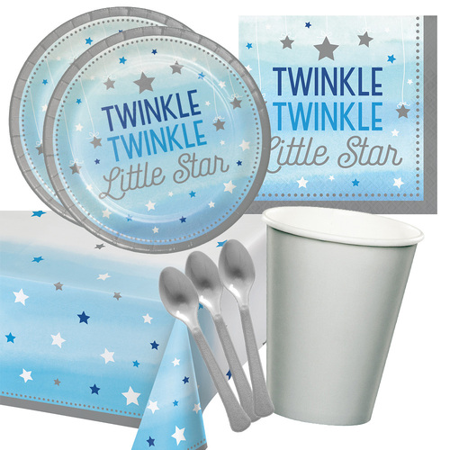 Twinkle Twinkle Little Star Boy Birthday- Baby Shower 16 Guest Deluxe Tableware Party Pack