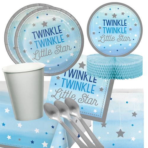 Baby Shower/ Birthday Boy Twinkle Little Star 16 Guest Deluxe Tableware Pack