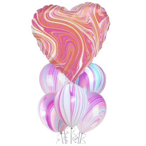 Marble Latex & Foil Heart Balloon Party Pack