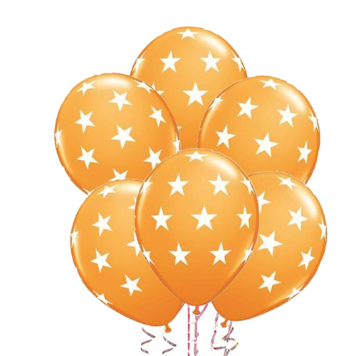 Orange Star Latex Balloons 6 Pack