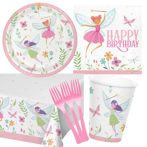 Fairy Forest Fairies Happy Birthday 8 Guest Deluxe Tableware Party Pack