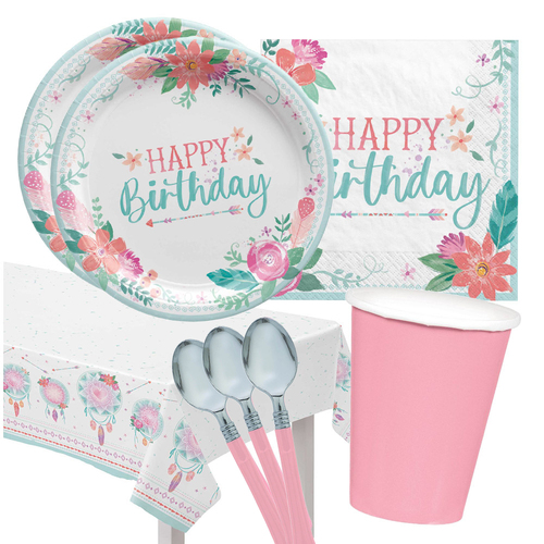 Happy Birthday Free Spirit 16 Guest Deluxe Tableware Pack