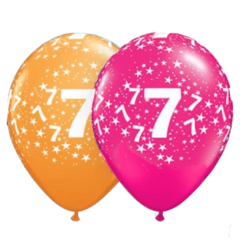 7th Birthday Jewel Orange And Magenta Latex Balloons 8 Pack