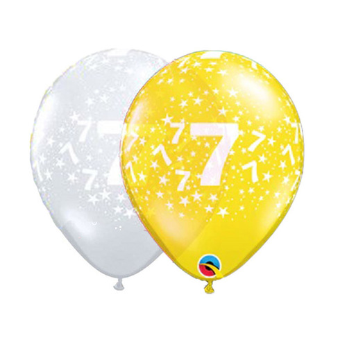 7th Birthday Jewel Yellow And Clear Latex Balloons 6 Pack
