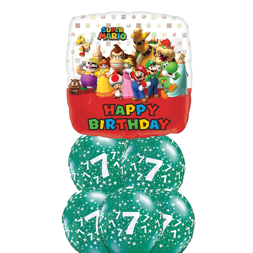 7th Birthday Super Mario Brothers Happy Birthday Balloon Party Pack