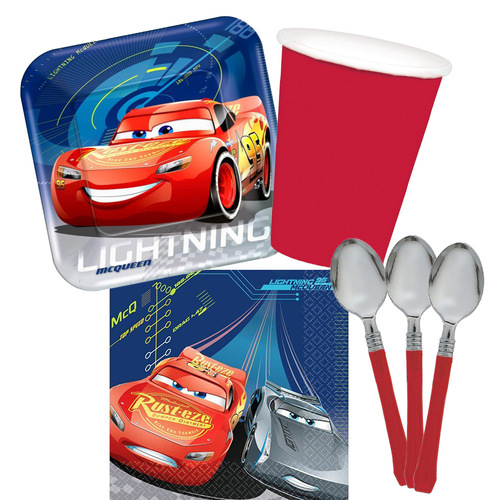 Disney Cars Lightning McQueen 8 Guest Large Tableware Party Pack