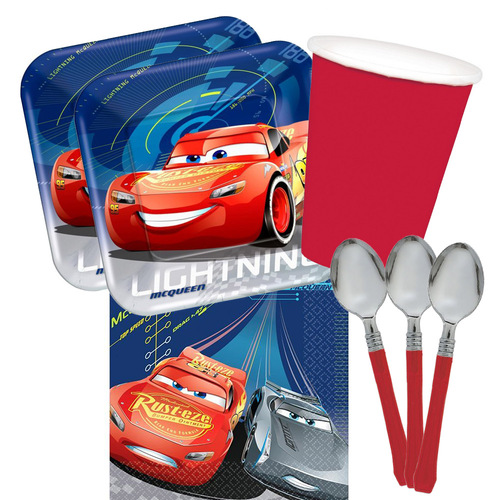Disney Cars Lightning McQueen 16 Guest Large Tableware Party Pack