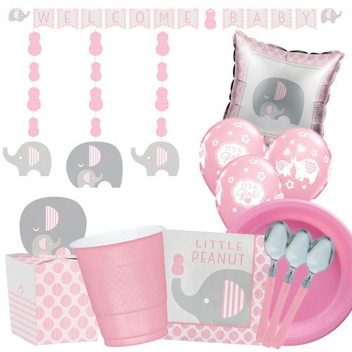 Welcome Baby Girl Pink 16 Guest Tableware Party Pack