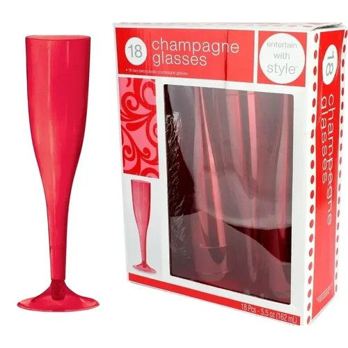 Red Plastic Champagne Wine Glasses