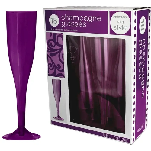 Purple Plastic Champagne Wine Glasses