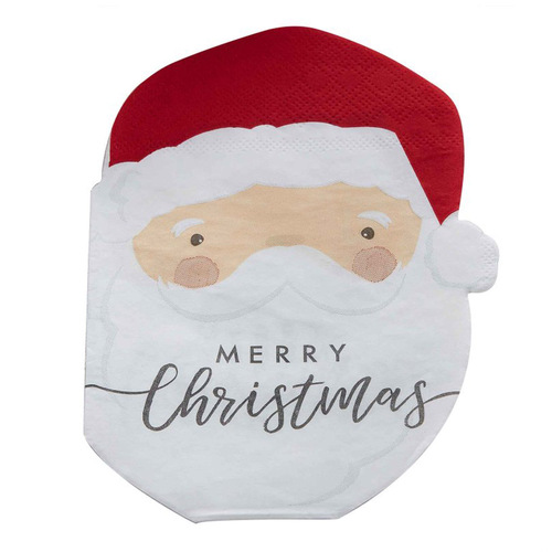 Christmas Silly Santa Shaped Napkins 16 Pack