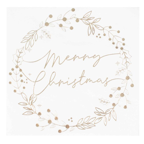 Merry Christmas Touch Of Sparkle Gold Lunch Napkins 16 Pack