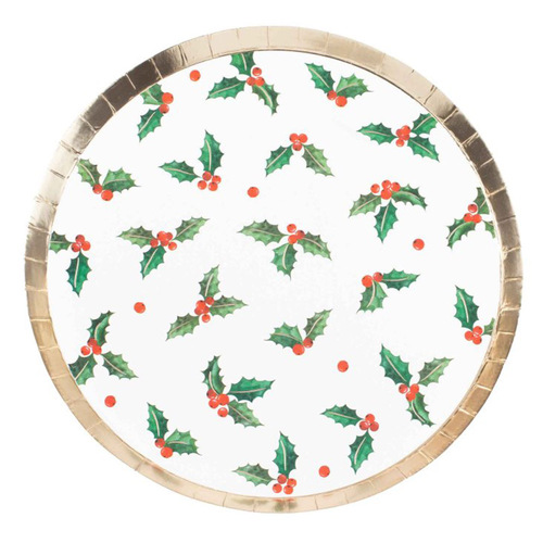 Merry Christmas Traditional Paper Dinner Plates 8 Pack